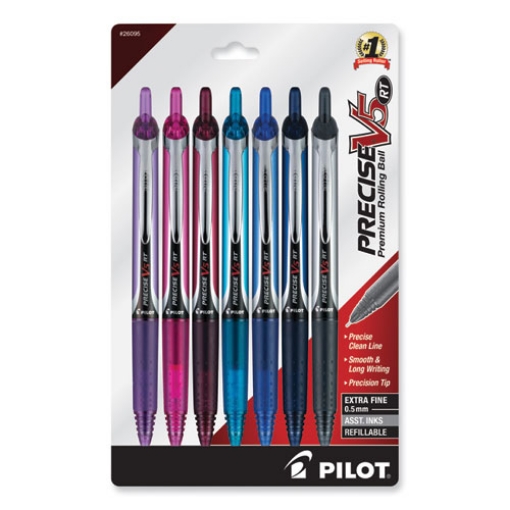 Picture of Precise V5rt Roller Ball Pen, Retractable, Extra-Fine 0.5 Mm, Assorted Ink And Barrel Colors, 7/pack