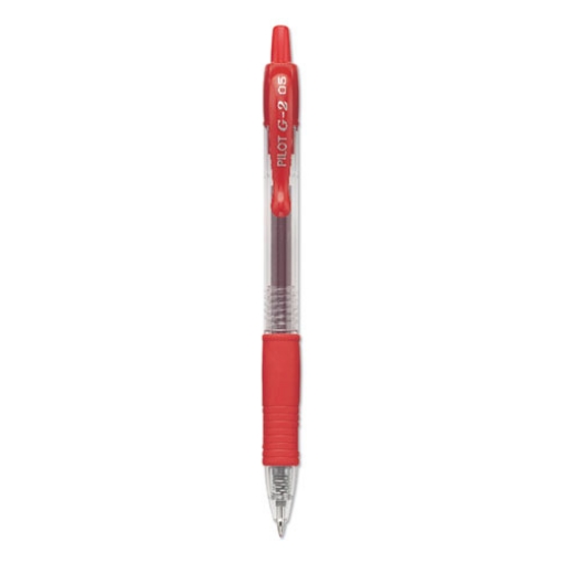 Picture of G2 Premium Gel Pen, Retractable, Extra-Fine 0.5 mm, Red Ink, Smoke/Red Barrel, Dozen