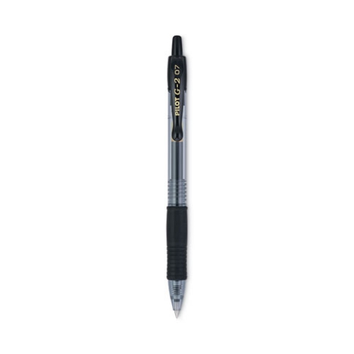 Picture of G2 Premium Gel Pen, Retractable, Fine 0.7 mm, Black Ink, Smoke/Black Barrel, Dozen