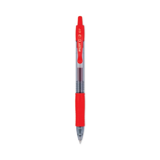 Picture of G2 Premium Gel Pen, Retractable, Fine 0.7 mm, Red Ink, Smoke/Red Barrel, Dozen