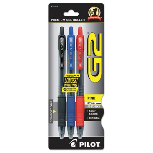 Picture of G2 Premium Gel Pen, Retractable, Fine 0.7 mm, Assorted Ink and Barrel Colors, 3/Pack