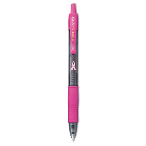 Picture of G2 Premium Breast Cancer Awareness Gel Pen, Retractable, Fine 0.7 mm, Black Ink, Smoke/Pink Barrel, Dozen