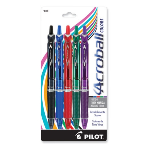 Picture of Acroball Colors Advanced Ink Hybrid Gel Pen, Retractable, Medium 1 mm, Assorted Ink and Barrel Colors, 5/Pack