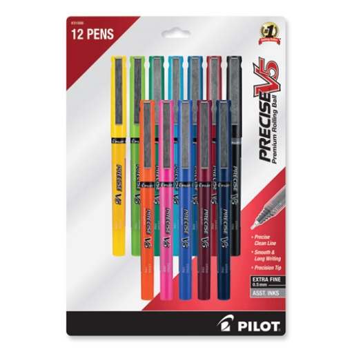 Picture of Precise V5 Roller Ball Pen, Stick, Fine 0.5 Mm, Assorted Ink And Barrel Colors, Dozen