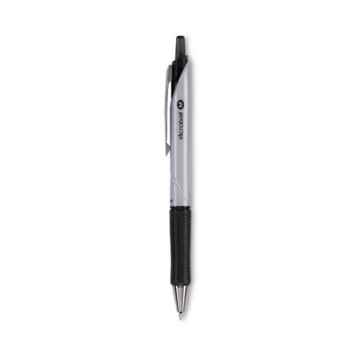 Picture of Acroball Pro Advanced Ink Hybrid Gel Pen, Retractable, Medium 1 mm, Black Ink, Silver/Black Barrel, Dozen