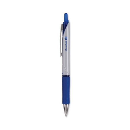 Picture of Acroball Pro Advanced Ink Hybrid Gel Pen, Retractable, Medium 1 mm, Blue Ink, Silver/Blue Barrel, Dozen