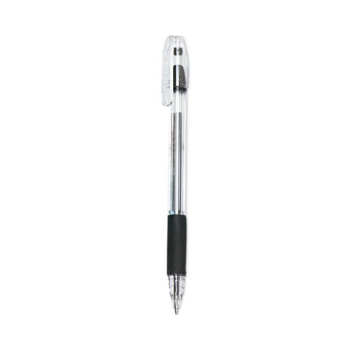 Picture of EasyTouch Ballpoint Pen, Stick, Medium 1 mm, Black Ink, Clear/Black Barrel, Dozen