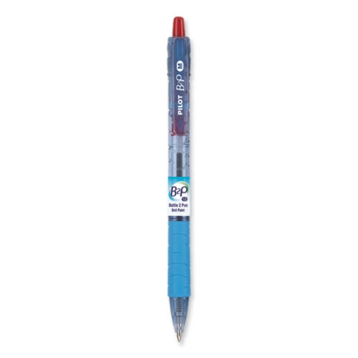 Picture of B2p Bottle-2-Pen Recycled Ballpoint Pen, Retractable, Medium 1 Mm, Red Ink, Translucent Blue Barrel, Dozen