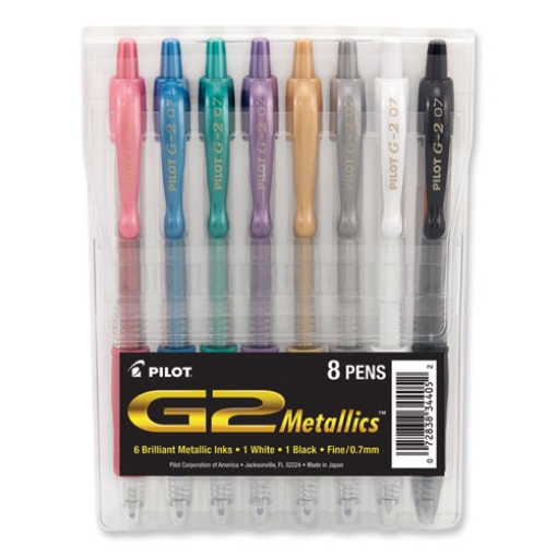 Picture of G2 Metallics Gel Pen, Retractable, Fine 0.7 Mm, Assorted Ink And Barrel Colors, 8/pack