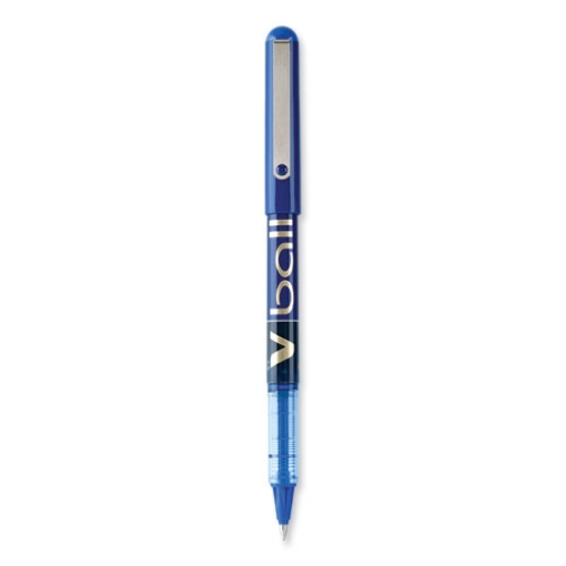 Picture of VBall Liquid Ink Roller Ball Pen, Stick, Fine 0.7 mm, Blue Ink, Blue/Clear Barrel, Dozen