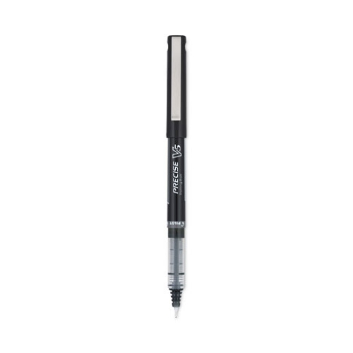 Picture of Precise V5 Roller Ball Pen, Stick, Extra-Fine 0.5 mm, Black Ink, Black/Clear Barrel, Dozen