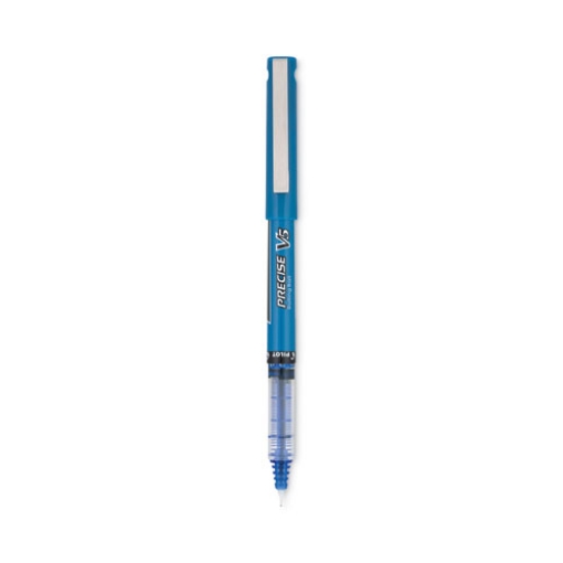 Picture of Precise V5 Roller Ball Pen, Stick, Extra-Fine 0.5 mm, Blue Ink, Blue/Clear Barrel, Dozen