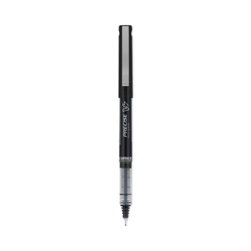 Picture of Precise V7 Roller Ball Pen, Stick, Fine 0.7 mm, Black Ink, Black/Clear Barrel, Dozen