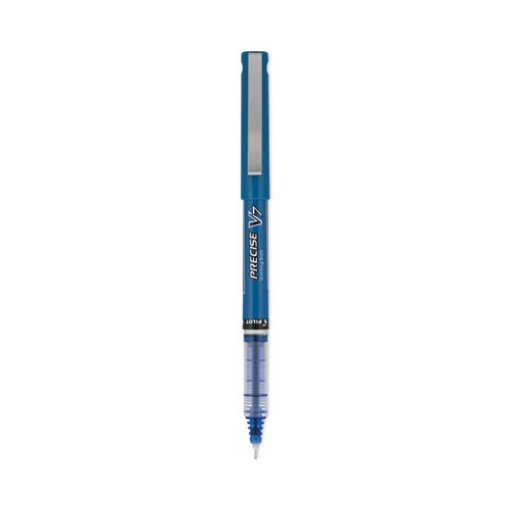 Picture of Precise V7 Roller Ball Pen, Stick, Fine 0.7 mm, Blue Ink, Blue/Clear Barrel, Dozen