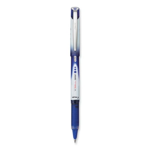 Picture of Vball Grip Liquid Ink Roller Ball Pen, Stick, Extra-Fine 0.5 Mm, Blue Ink, Blue/white Barrel, Dozen