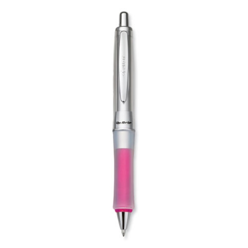 Picture of Dr. Grip Center Of Gravity Ballpoint Pen, Retractable, Medium 1 Mm, Black Ink, Silver/pink Grip Barrel