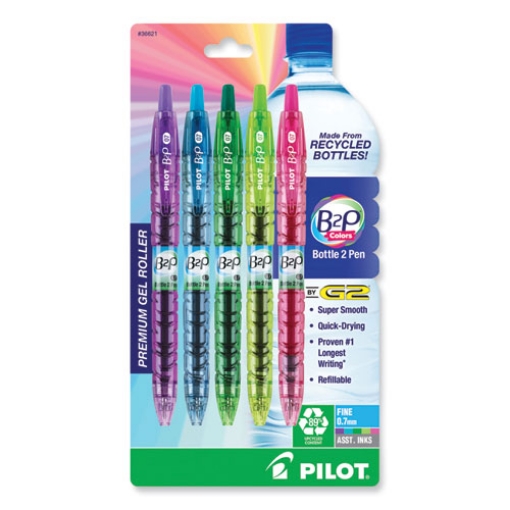 Picture of B2p Bottle-2-Pen Recycled Gel Pen, Retractable, Fine 0.7 Mm, Assorted Ink And Barrel Colors, 5/pack