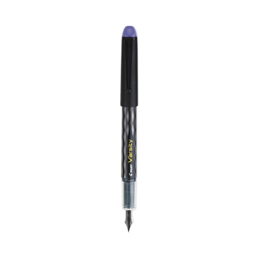 Picture of Varsity Fountain Pen, Medium 1 mm, Purple Ink, Clear/Black/Purple Barrel