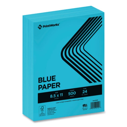 Picture of Color Paper, 24 lb Text Weight, 8.5 x 11, Blue, 500/Ream