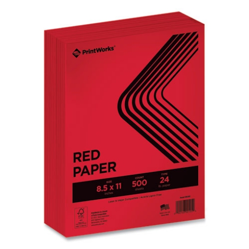 Picture of Color Paper, 24 lb Text Weight, 8.5 x 11, Red, 500/Ream