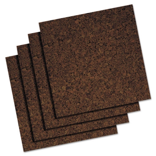 Picture of cork panel bulletin board, 12 x 12, brown, 4 panels/pack