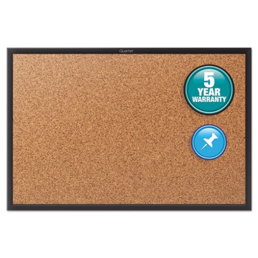 Picture of Classic Series Cork Bulletin Board, 24 x 18, Tan Surface, Black Aluminum Frame