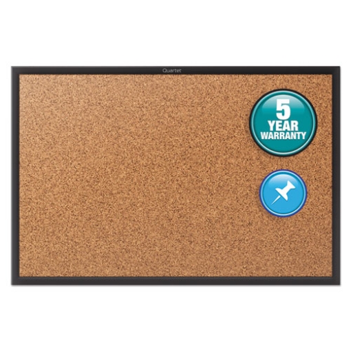 Picture of Classic Series Cork Bulletin Board, 36 x 24, Tan Surface, Black Aluminum Frame