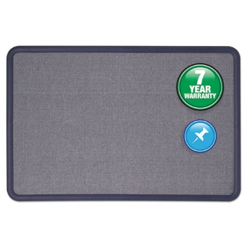 Picture of Contour Fabric Bulletin Board, 48 x 36, Light Blue Surface, Navy Blue Plastic Frame