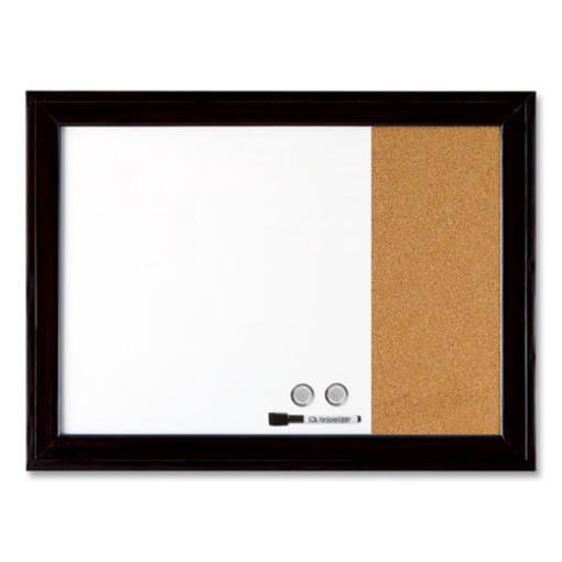 Picture of Home Decor Magnetic Combo Dry Erase Board with Cork Board on Side, 23 x 17, Tan/White Surface, Black Wood Frame