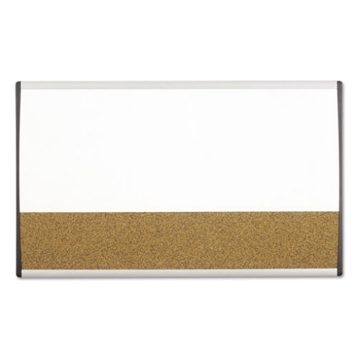 Picture of ARC Frame Cubicle Dry Erase/Cork Board, 30 x 18, Tan/White Surface, Silver Aluminum Frame