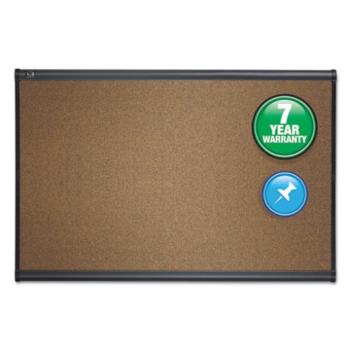 Picture of Prestige Colored Cork Bulletin Board, 36 x 24, Brown Surface, Graphite Gray Fiberboard/Plastic Frame