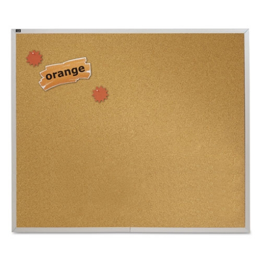 Picture of Natural Cork Bulletin Board, 48 x 48, Tan Surface, Anodized Aluminum Frame