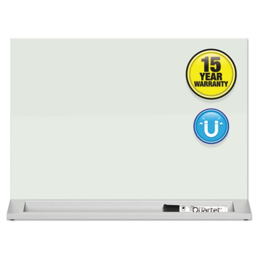 Picture of desktop magnetic glass dry-erase panel, 23 x 17, white surface