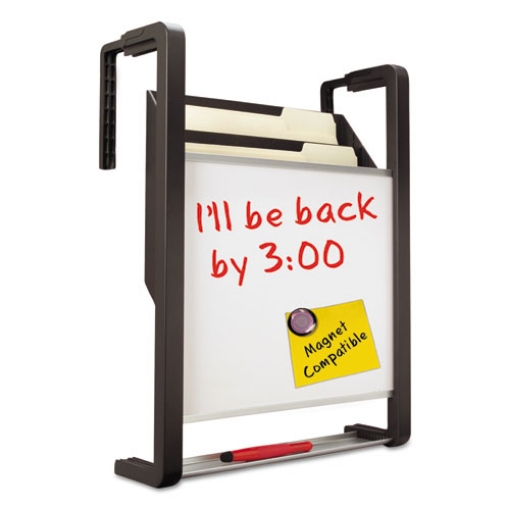 Picture of Hanging File Pocket with Dry Erase Board, 3 Sections, Letter Size, 15" x 4", x 20", Black