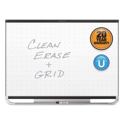 Picture of Prestige 2 Magnetic Total Erase Whiteboard, 48 x 36, White Surface, Black Aluminum/Plastic Frame