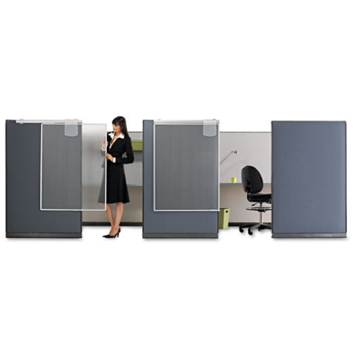 Picture of Workstation Privacy Screen, 36w X 48d, Translucent Clear/silver