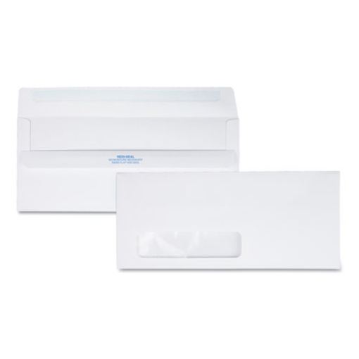 Picture of Redi-Seal Envelope, Address Window, #10, Commercial Flap, Redi-Seal Adhesive Closure, 4.13 x 9.5, White, 500/Box