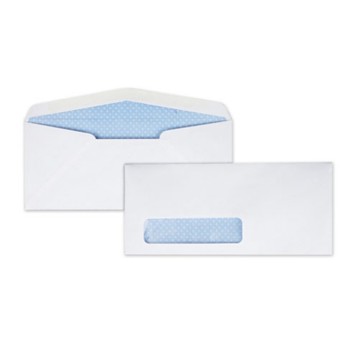 Picture of Security Tint Window Envelope, #10, Bankers Flap, Gummed Closure, 4.13 x 9.5, White, 500/Box