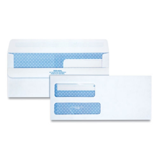 Picture of Double Window Redi-Seal Security-Tinted Envelope, #9, Commercial Flap, Redi-Seal Adhesive Closure, 3.88 x 8.88, White, 250/CT