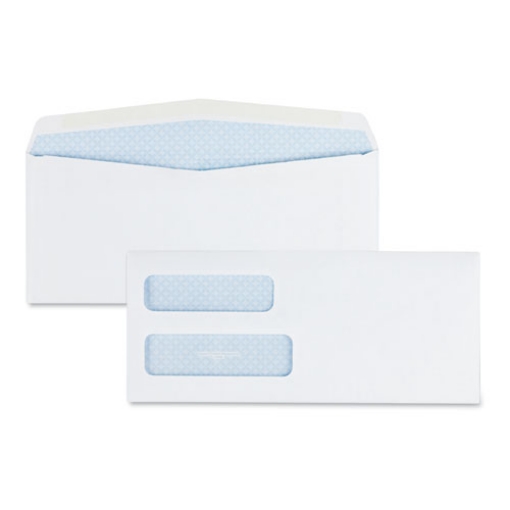 Picture of Double Window Security-Tinted Check Envelope, #10, Commercial Flap, Gummed Closure, 4.13 X 9.5, White, 500/box