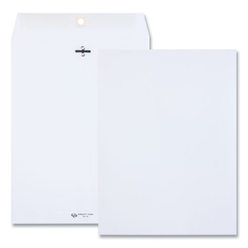 Picture of Clasp Envelope, 28 lb Bond Weight Paper, #90, Square Flap, Clasp/Gummed Closure, 9 x 12, White, 100/Box