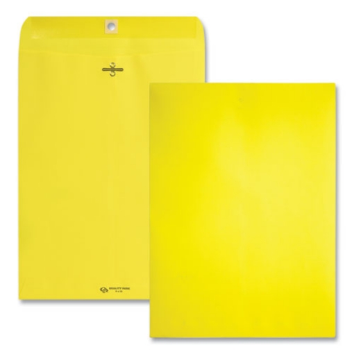 Picture of Clasp Envelope, 28 lb Bond Weight Paper, #90, Square Flap, Clasp/Gummed Closure, 9 x 12, Yellow, 10/Pack