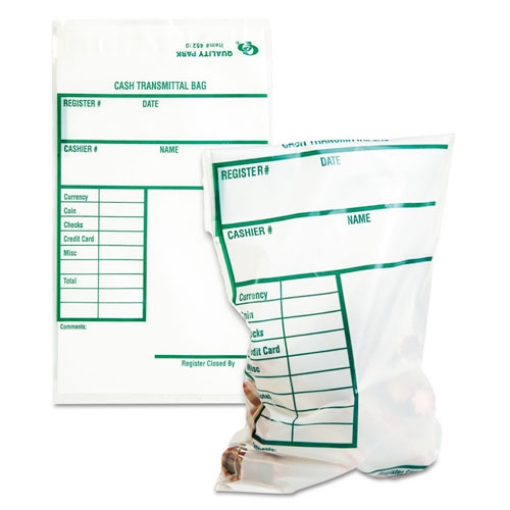 Picture of Cash Transmittal Bags, Printed Info Block, 6 X 9, Clear, 100/pack