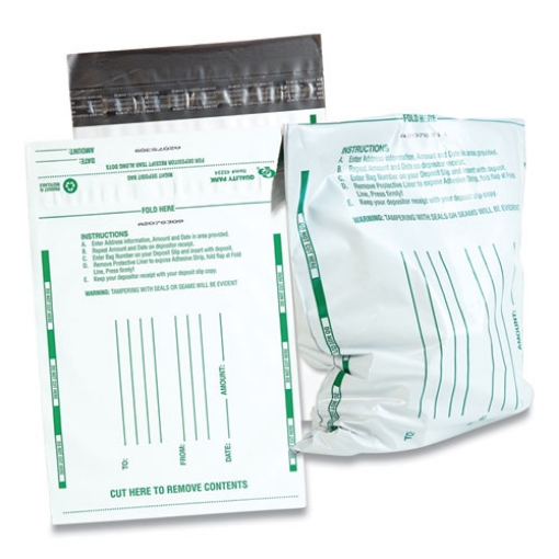 Picture of Poly Night Deposit Bags With Tear-Off Receipt, 8.5 X 10.5, White, 100/pack