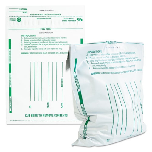 Picture of Poly Night Deposit Bags With Tear-Off Receipt, 10 X 13, White, 100/pack