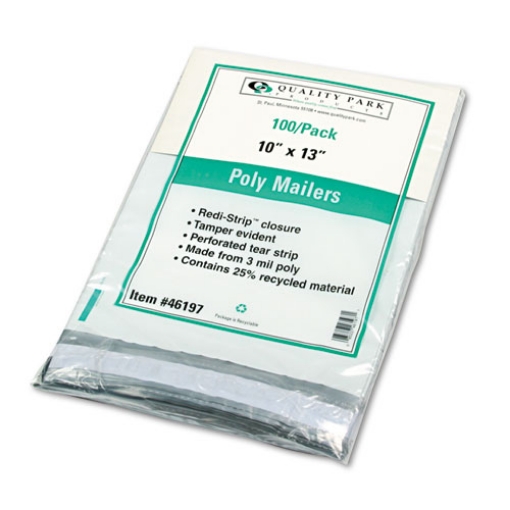 Picture of Redi-Strip Poly Mailer, #4, Square Flap with Perforated Strip, Redi-Strip Adhesive Closure, 10 x 13, White, 100/Pack