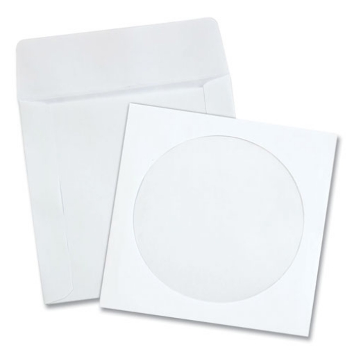 Picture of CD/DVD Sleeves, 1 Disc Capacity, White, 100/Box