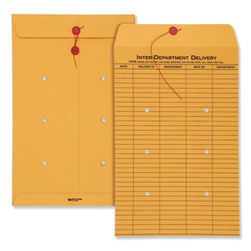 Picture of Brown Kraft String/Button Interoffice Envelope, #98, One-Sided Five-Column Format, 31-Entries, 10 x 15, Brown Kraft, 100/CT