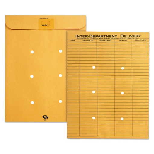 Picture of Brown Kraft Resealable Redi-Tac Interoffice Envelope, #97, One-Sided Five-Column Format, 10 X 13, Brown Kraft, 100/box