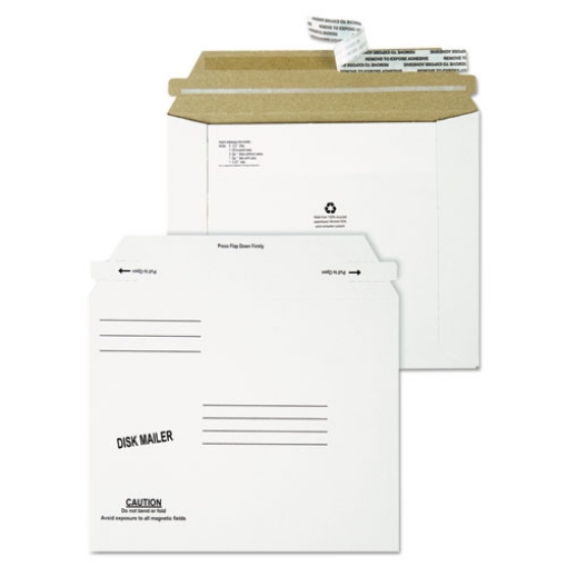 Picture of Economy Disk/CD Mailer for CDs/DVDs, Square Flap, Redi-Strip Adhesive Closure, 7.5 x 6.06, White, 100/Carton